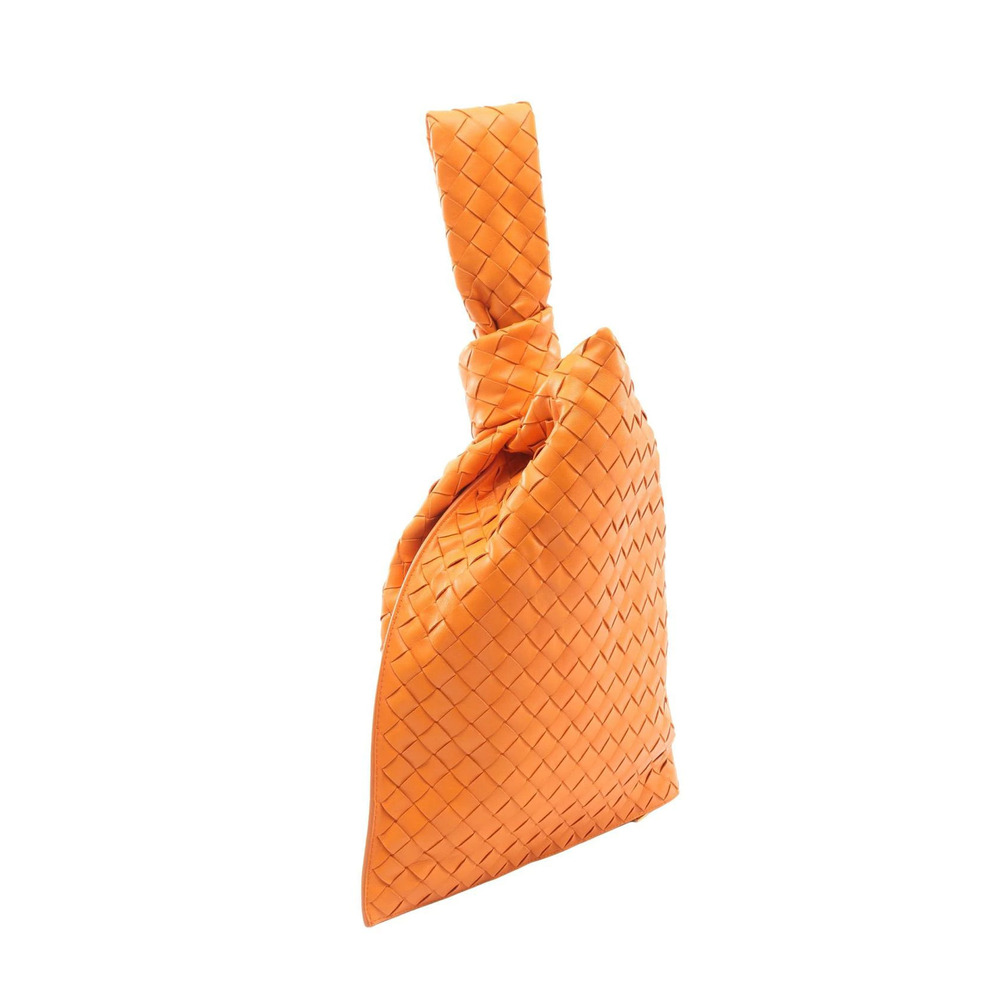 Bottega Veneta Leather Intrecciato BV Twist Orange Handbag Orange